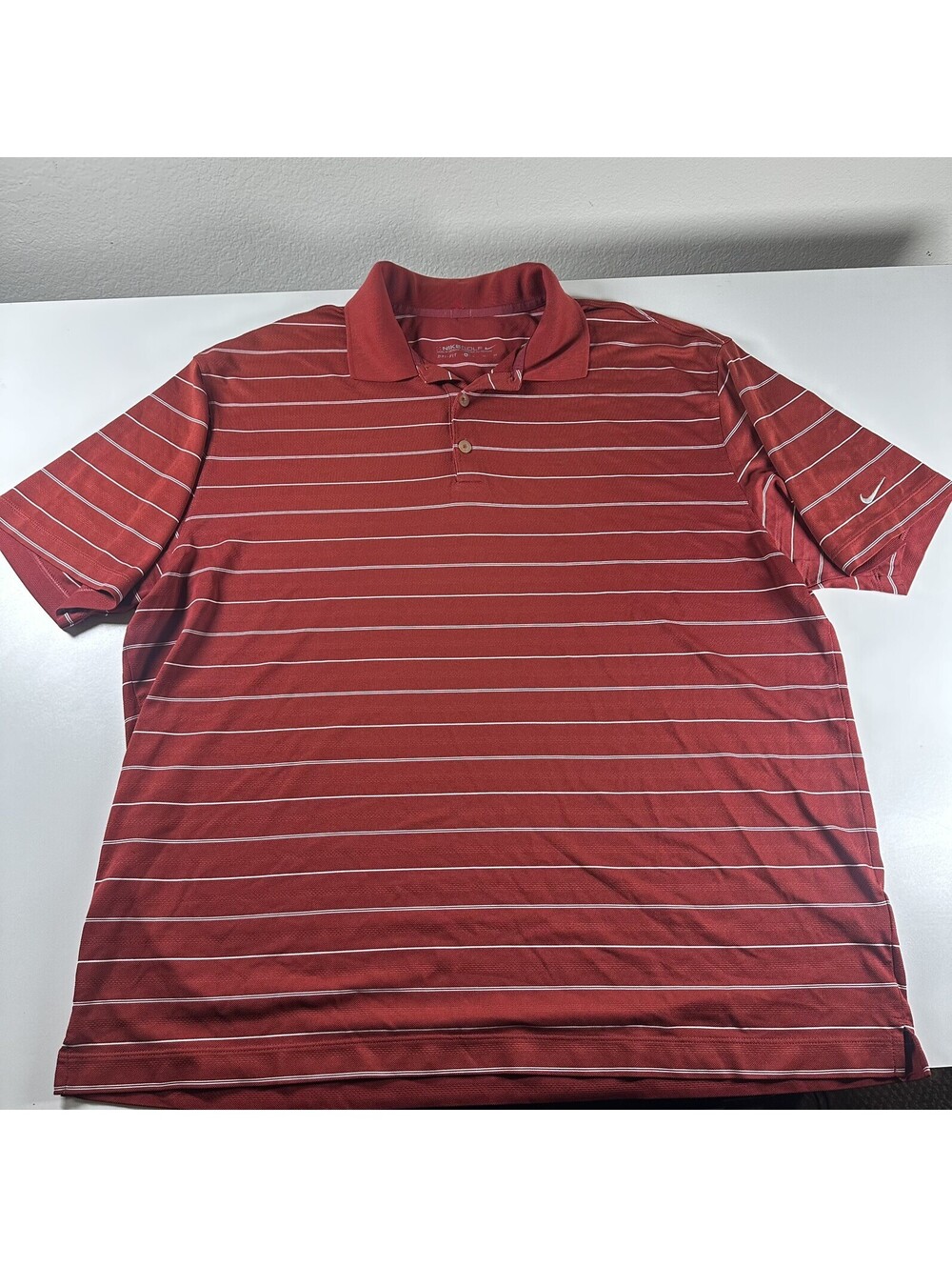 Nike Golf FitDry Golf Shirt Red With White Stripes Polo Shirt Men’s Size XL